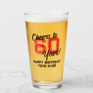 Prost auf 60 Jahre 60. Geburtstag Bierglas-Geschen Glas