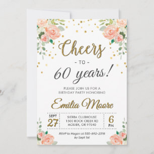 Prost auf 60 Jahre Chic Ladies 60. Geburtstagsfeie Einladung