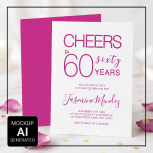 Prost auf 60 Jahre Elegantes Rosa Weiß Geburtstag Einladung