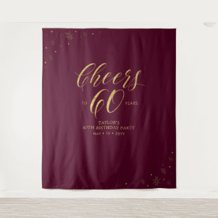 Prost auf 60 Jahre   Goldene und rote Geburtstagsf Wandteppich
