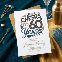 Prost auf 60 Jahre Retro Gold Blau Geburtstag