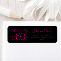 Prost auf 60 Jahre Schwarz Pink Chic Elegante Adre