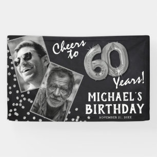 Prost auf 60 Jahre Silberballon 2 Foto Geburtstag Banner