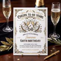 Prost auf 60 Jahre Vintage Gold White Geburtstag