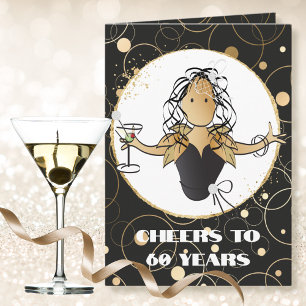 Prost auf 60 Mutige Glamouröse Cartoon-Frau zum 60 Karte