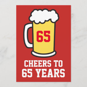 Prost auf 65 Jahre Bier 65. Party-Einladung Einladung