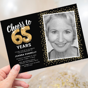 Prost auf 65 Jahre Black Gold Foto-Einladung Einladung
