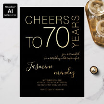 Prost auf 70 Jahre Black Gold Eleganter Geburtstag