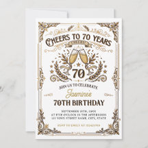 Prost auf 70 Jahre Vintage Gold White Geburtstag