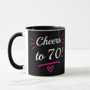 Prost auf 70 Lustigen Rosa Meilenstein-Geburtstag Tasse