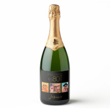 Prost auf 80 Jahre 3 Fotos Schwarz Gold Elegant