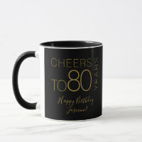 Prost auf 80 Jahre Black Gold Eleganter Geburtstag