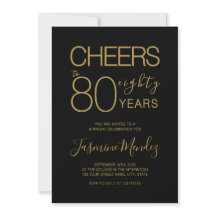 Prost auf 80 Jahre Elegant Black Gold Geburtstag 
