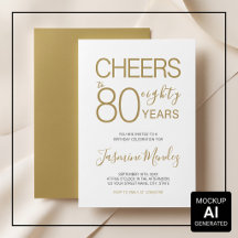 Prost auf 80 Jahre Elegant Gold Weiß Geburtstag 