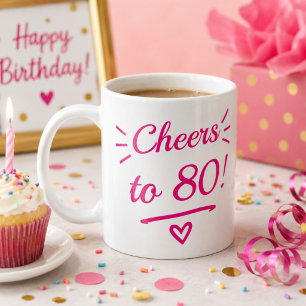 Prost auf 80 Lustigen Rosa Jubiläums-Geburtstag Kaffeetasse