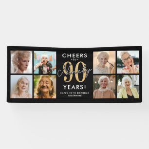 Prost auf 90 Jahre Goldene Foto-Geburtstagsbanner Banner