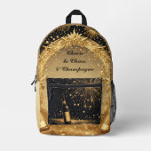 Prost auf Chaos und Champagner Mitternacht Gold Ne Bedruckter Rucksack (Vorderseite)