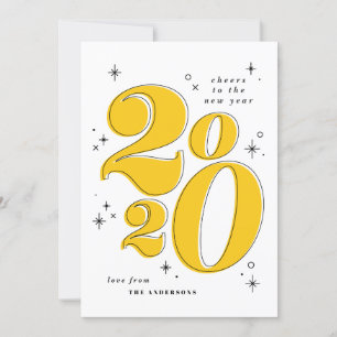 Prost auf das neue Jahr fett 2020 Typografie Feiertagskarte