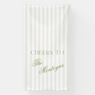 Prost auf das Salbeigrün und Beige Hochzeitsbanner Banner