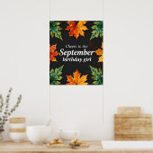 Prost auf das September-Geburtstagmädchen Text Poster (Küche)