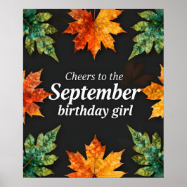 Prost auf das September-Geburtstagmädchen Text Poster