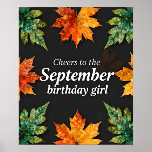 Prost auf das September-Geburtstagmädchen Text Poster