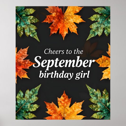 Prost auf das September-Geburtstagmädchen Text Poster (Vorne)