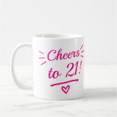 Prost auf den 21. Lustigen Rosa Meilenstein-Geburt Kaffeetasse (Links)
