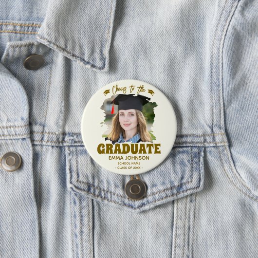 Prost auf den Absolventen Benutzerdefiniertes Foto Button (Beispiel)