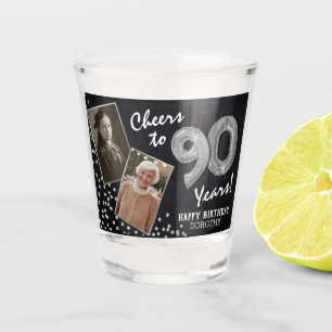Prost auf die 90 Jahre Geburtstag 2 Foto Schnapsglas