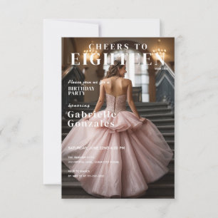 Prost auf die Achtzehn Blush Pink Magazine 18. Geb Einladung