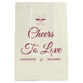 Prost auf die Liebe Burgunder Schrift Elfenbein Bo Mittlere Geschenktüte (Rückseite)
