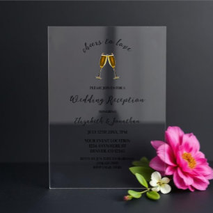 Prost auf die Liebe Champagnergläser Hochzeitsempf Acryleinladungen