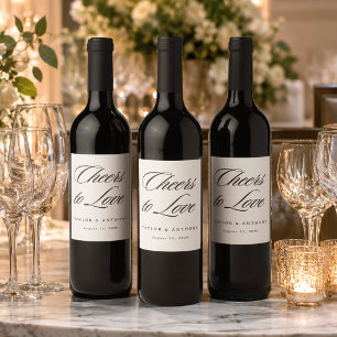 Prost auf die Liebe Einfache elegante Hochzeit Weinetikett