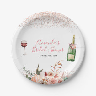Prost auf die Liebe Rosé Hochzeitsdusche Pappteller