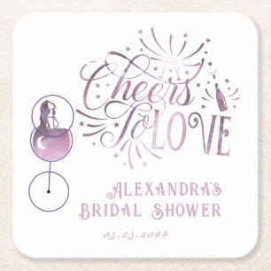 Prost auf die Liebe Weinverkostung Elegante Bridal Rechteckiger Pappuntersetzer