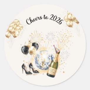 Prost auf die Silvesterparty 2026 Runder Aufkleber