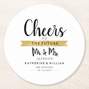 Prost auf die Zukunft Herr und Frau Benutzerdefini Runder Pappuntersetzer