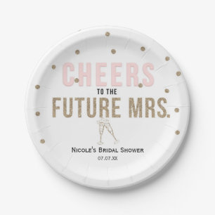 Prost auf die zukünftige Mrs. Moderne Hochzeitdusc Pappteller