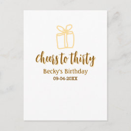 Prost auf dreißig gelb braune Geburtstags-Pastell- Postkarte