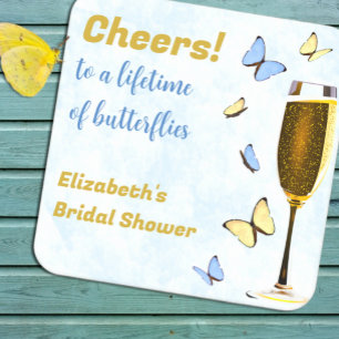 Prost auf ein Leben voller Schmetterlinge Brautpar Rechteckiger Pappuntersetzer