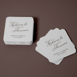 Prost auf Forever Old Money Brown Hochzeit Rechteckiger Pappuntersetzer