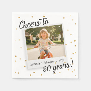 Prost auf fünfzig Jahre 50 Retro-Foto-Geburtstag G Serviette