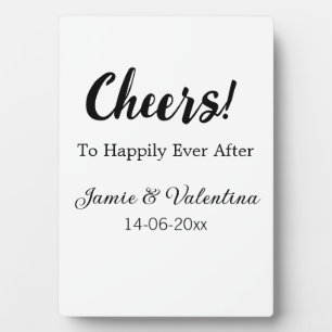 Prost auf glückliches Leben füge Paarname Datum hi Fotoplatte