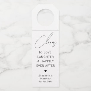 Prost auf Liebe und Lachen Minimalistisches Hoch Flaschenanhänger