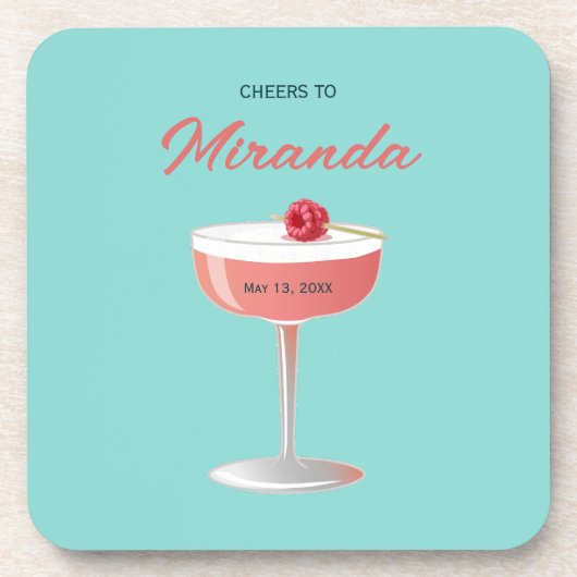 Prost auf [Name] Personalisierte Party Getränkeuntersetzer (Vorderseite)