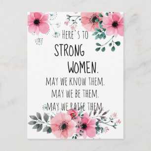 Prost auf starke Frauen Aquarell-Blumen Postkarte