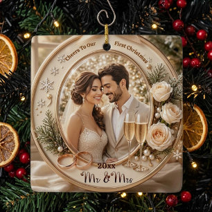 Prost auf unser erstes Weihnachten Herr und Frau N Keramikornament