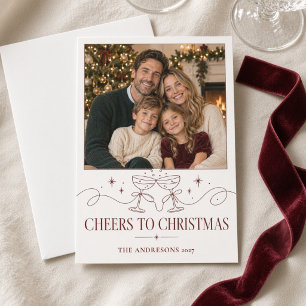 Prost auf Weihnachts-Champagner-Schale Familienfot Feiertagskarte