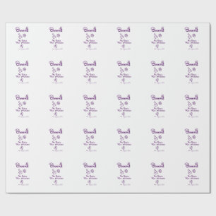 Prost auf zukünftige Mrs Brautname lila Gekritzel Geschenkpapier